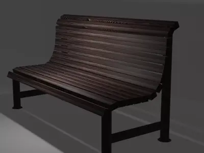 Park bench in 3 colors PBR Low-poly 3D model