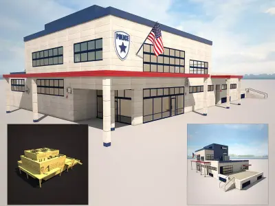 Police Station Low Poly Low-poly 3D model