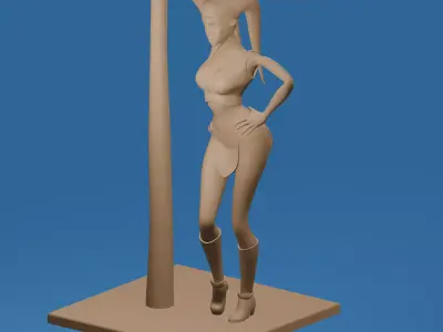 Beautiful Female Alien Leaning on a Pole 3D print model