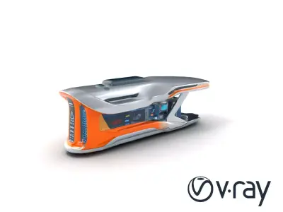 Futuristic Transport Node with Neon Accents model pack Low-poly 3D model