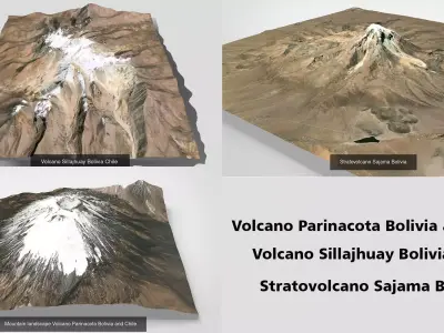 Volcano Parinacota Sajama Sillajhuay Bolivia and Chile 3D Model Pack