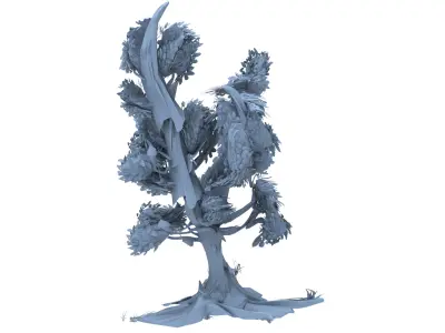 Winter windy tree 2 3D model