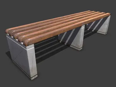 Bench Low-poly 3D model 10