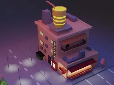 lemonade city ready for animation Low-poly 3D model