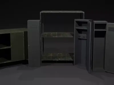 Lockers wooden shelf Free low-poly 3D model