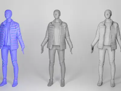 Young pretty woman in black style 177 Low-poly 3D model