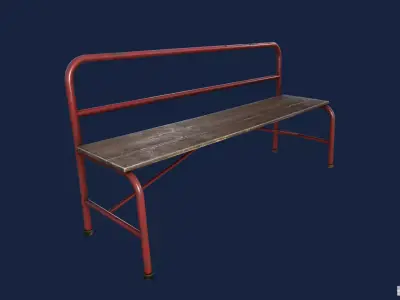 Metal coloured bench - two colors available -  Low-poly 3D model