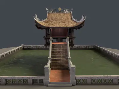 One Pillar Pagoda - 3D Model Chua Mot Cot Low-poly 3D model