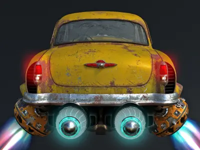 Volga GAZ-21 hover taxi 3D model