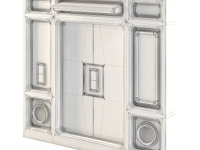 Futuristic Apartment Wall with Door 3D model