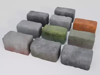 Props Concrete Block PBR - Kit 002 Low-poly 3D model