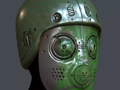 Gas mask helmet 3d model scifi Low-poly Low-poly 3D model 14