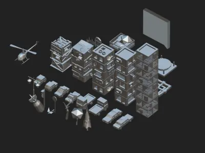 Lowpoly city set 3D model