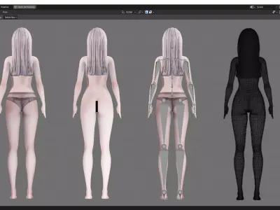 Lingerie clothes 0016 - Rig -Unreal - Unity - Blender - Animated Low-poly 3D model