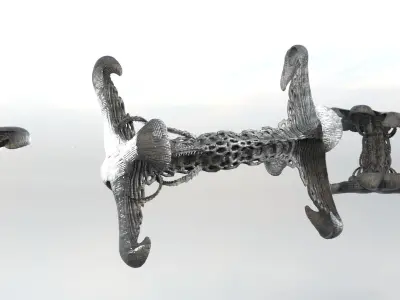 Xeno Inspired Spine Ship 8 versions 3D model