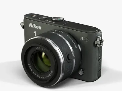 Nikon 1 J3 mirrorless digital camera kit 10-30mm lens Low-poly 3D model