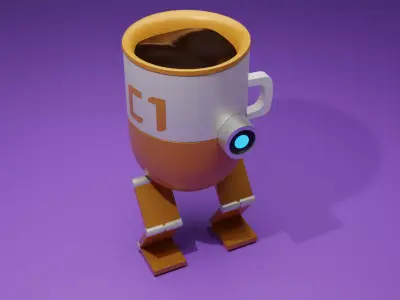 Robot glass 3d model Low-poly 3D model
