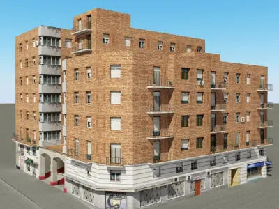 Building apartment - apartment Low-poly 3D model