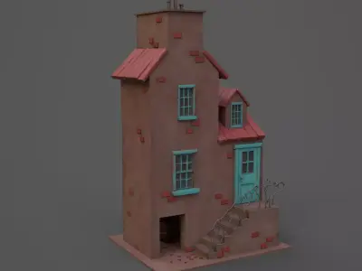 Stylized House Low-poly 3D model