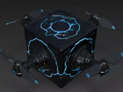 Black Sci Fi Cube Drone Low-poly 3D model