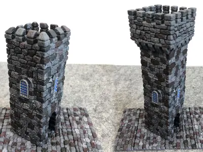 Castle builder - Square small towers 3D print model