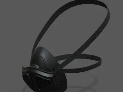 Gas mask helmet 3d model military combat fantasy  Low-poly 3D model 11