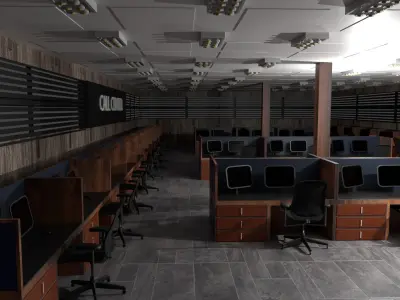 Call Center Interior Low-poly 3D model
