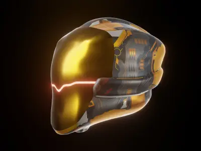 Sci-Fi helmet game ready Low-poly 3D model