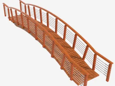 Small Wooden Pedestrian Bridge Low-poly 3D model