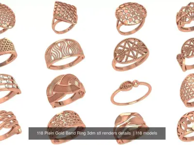 118 Plain Gold Band Ring 3dm stl renders details  3D Model Pack
