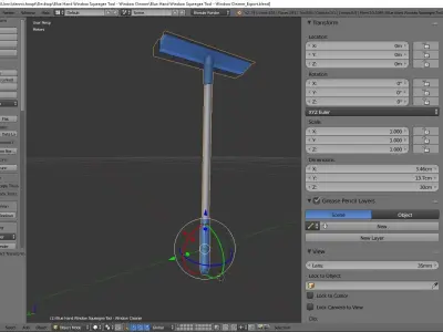 Blue Hand Window Squeegee Tool - Glass Cleaner Low-poly 3D model