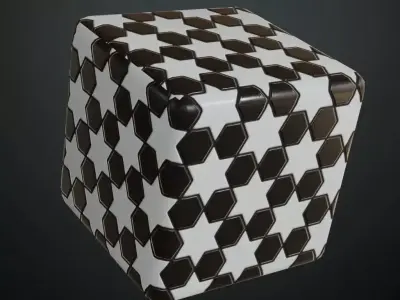 Modern Glossy Black and White Islamic Geometric Hexagon Tiles  Texture