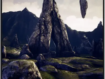 Rocks And Cliffs  50 variations Low-poly 3D model