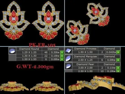  Earring diamond  3D print model