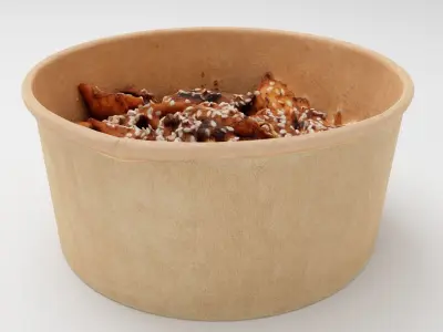 Udon Poke bowl lunch noodles with chicken korean asian meal 3D model