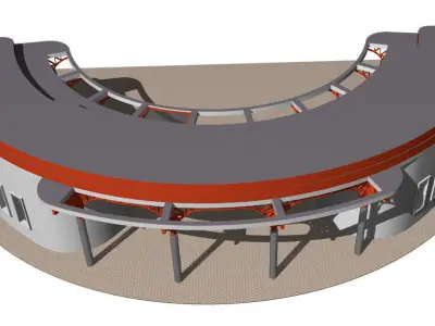 Semicircular building with colonnade 3D model