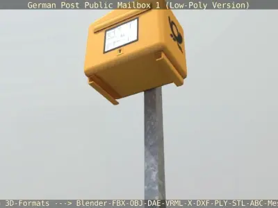 German Post Public Mailbox 1 Low-Poly Version  Low-poly 3D model