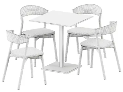 Table Dado S70 by Mobliberica and Wooden Chair Tube by Miniforms 3D model