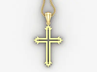High Cross Pendant Light Gold 18K 4CP060 3D print model