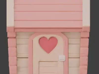 Stylized Valentine Cabin 3D Model Low-poly 3D model