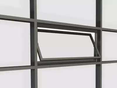 Curtain Wall Panel Pivot Window Revit Family 3D model