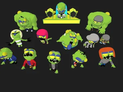 Low Poly Zombie Pack Low-poly 3D model