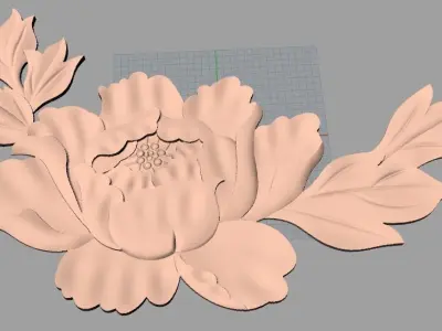 Bed door flower 3D relief STL model for CNC engraving E520 3D model