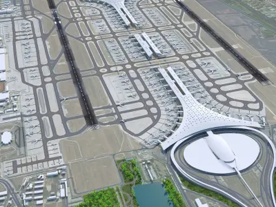 Beijing Airport 10km Low-poly 3D model