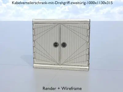 Cable distribution cabinet two-door rotary handle 1000x1130x315 Low-poly 3D model