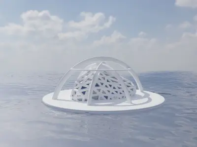 Futuristic Architectural Low-poly 3D model