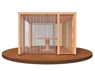 Modern wood pergola patio sunshade gazebo 3D model