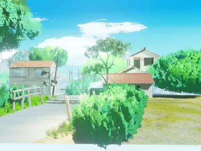anime village made in blender 3D model