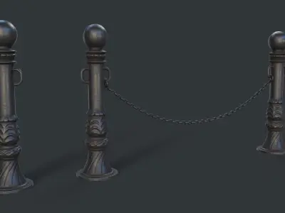 Street Bollard 01 PBR Game Ready Low-poly 3D model