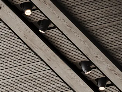 Wooden ceiling design with lighting 3D model